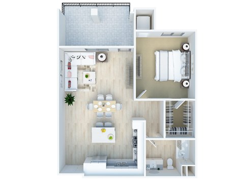 Floor plan for 1 bed, 1 bath, 783 sqft